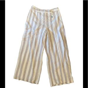 Khaki & Cream Colored  Linen Capris Size Small